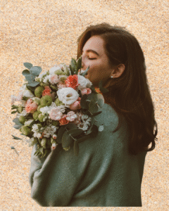 Bouquet and girl